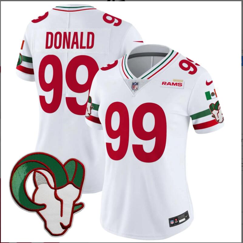 Women Los Angeles Rams #99 Donald Mexico Vapor Limited 2024 NFL Nike white jerseys